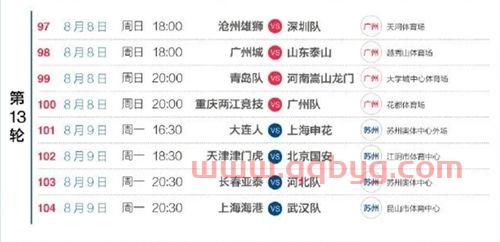 中超2021年赛程表腾讯体育