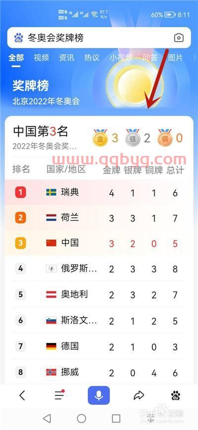 2022冬奥会奖牌榜排名