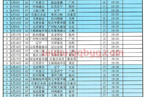 2016中超赛程表