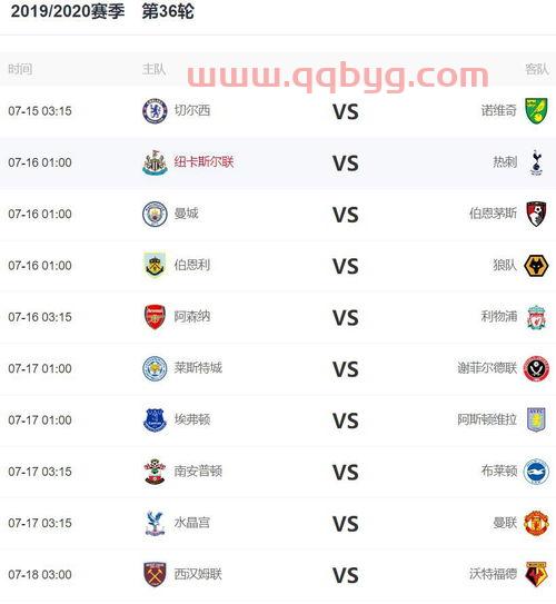 英超时间表2019